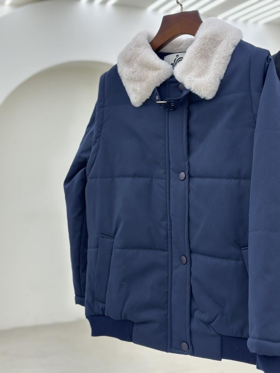 کاپشن کتان داخل پشم شیشه یقه خزدار آستردار pd667-4