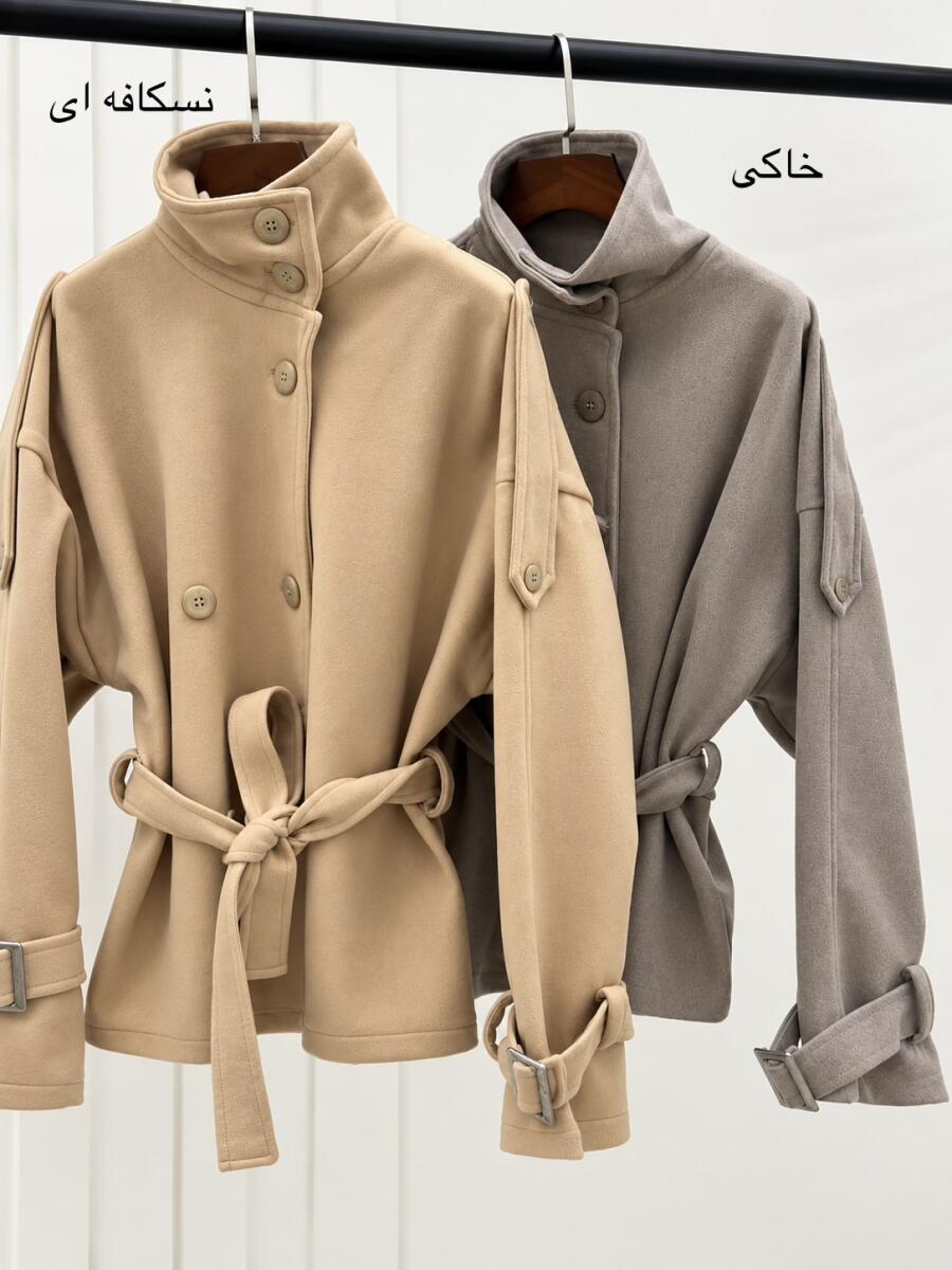 پالتو فوتر کتی یقه ایستاده آستین کمربندی bd923-16