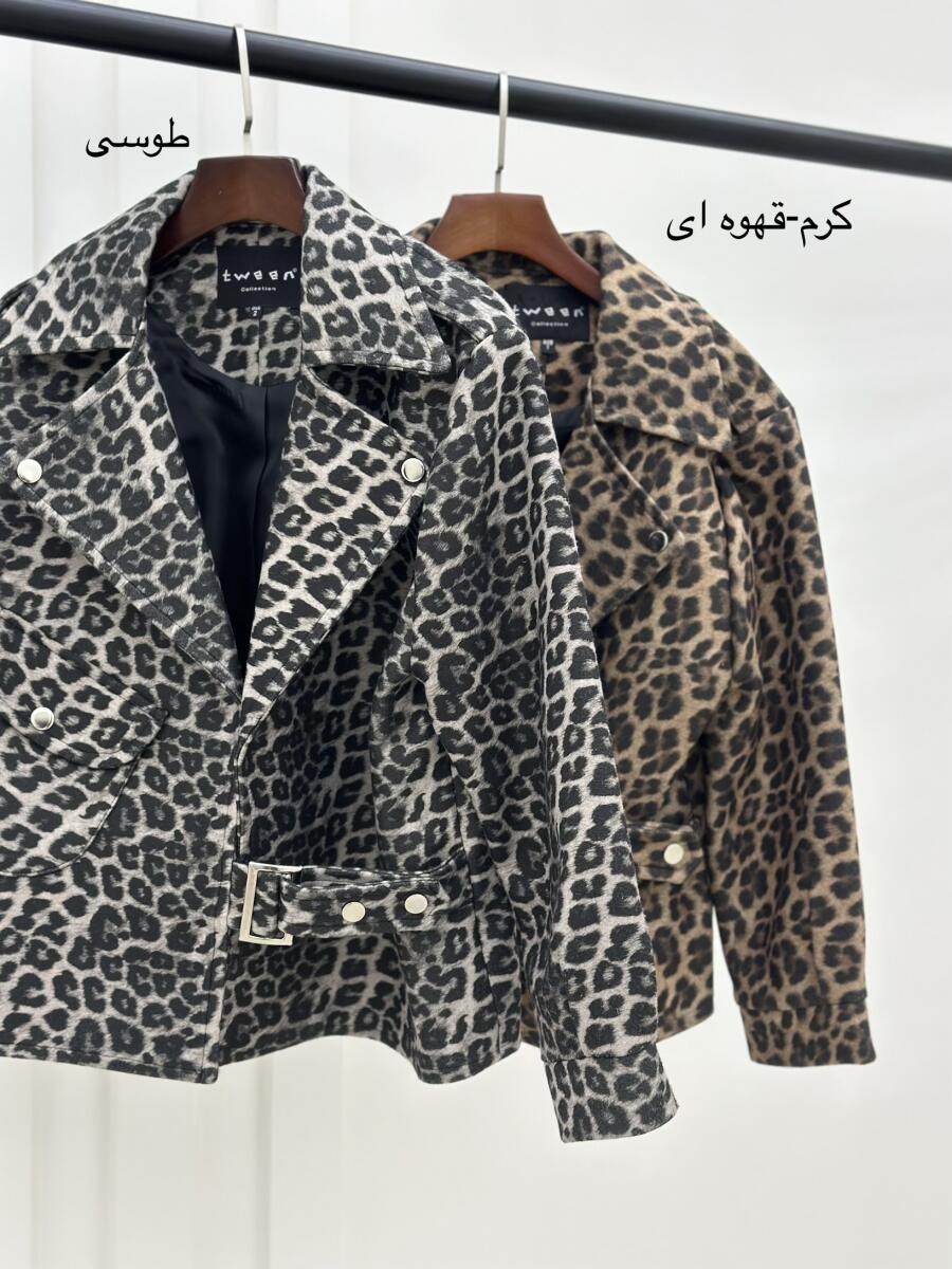 پالتو فوتر کتی طرح پلنگی یقه دکمه دار آستردار bd946-14
