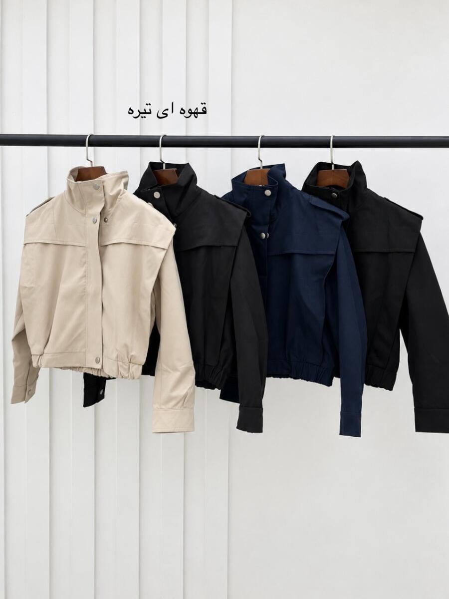 بامبر کتان کج راه یقه ایستاده آستردار bd963-3