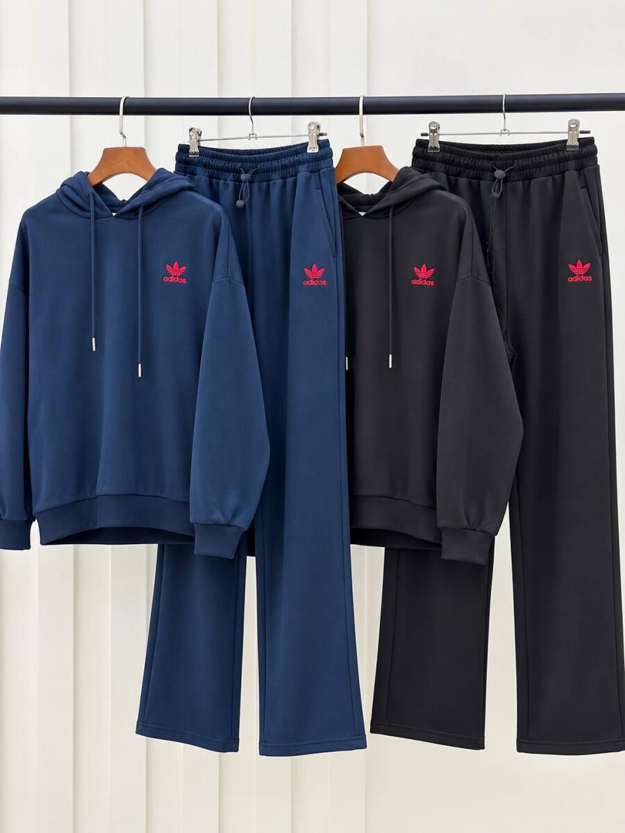 ست 2تیکه هودی کلاهدار طرح adidas وشلوار پارچه دورس پاییزه bd1012-8