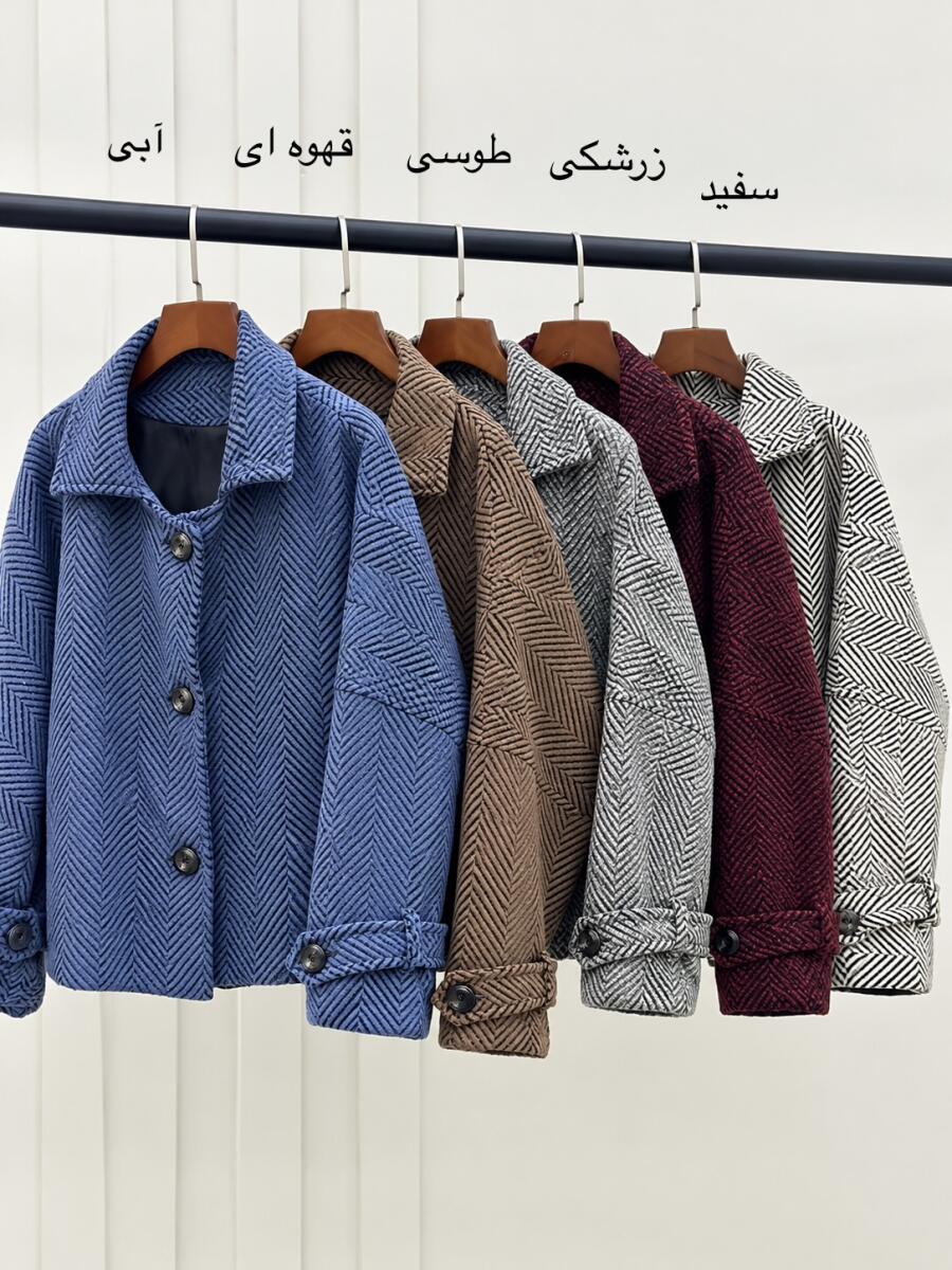 پالتو فوتر موهری طرح جناغی آستین کمربندی آستردار bd1030-9