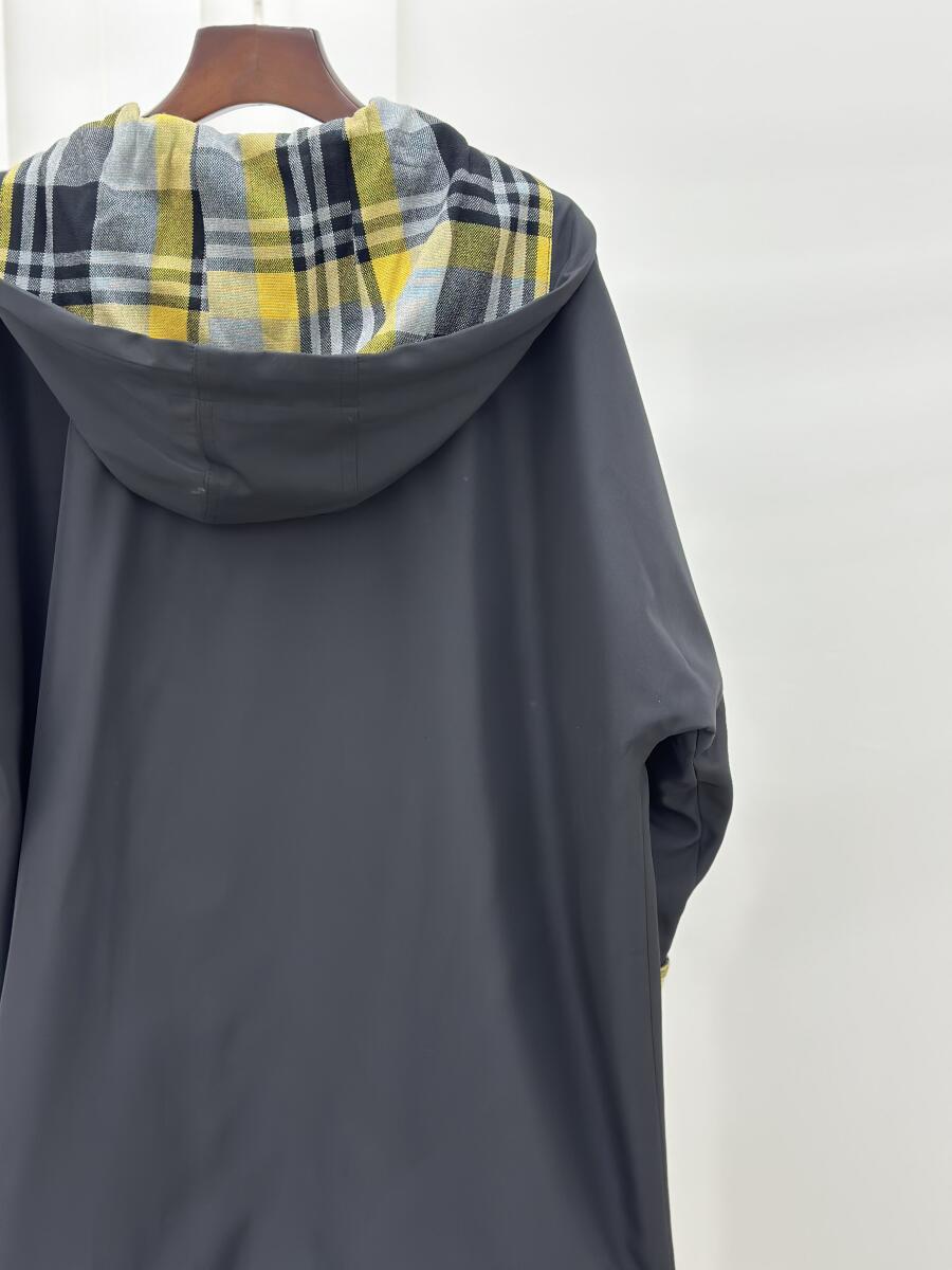 بارانی سانتانا میدی کلاهدار خرج کار چهارخونه آستردار bd1034-5