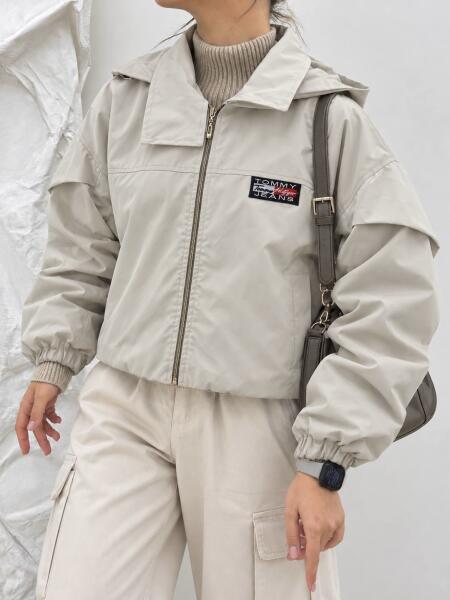 بامبر کلاه دار گلدوزی شده طرح tommy آستردار bd1009-4