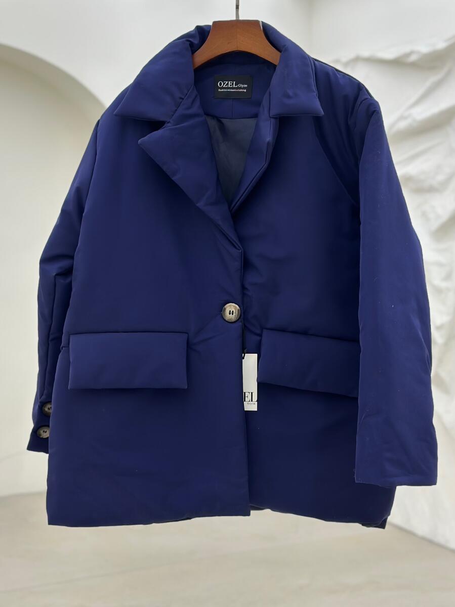 کاپشن طرح کتی تک دکمه جیب دار آستردار pd678-5