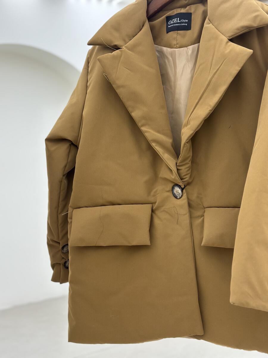 کاپشن طرح کتی تک دکمه جیب دار آستردار pd678-5