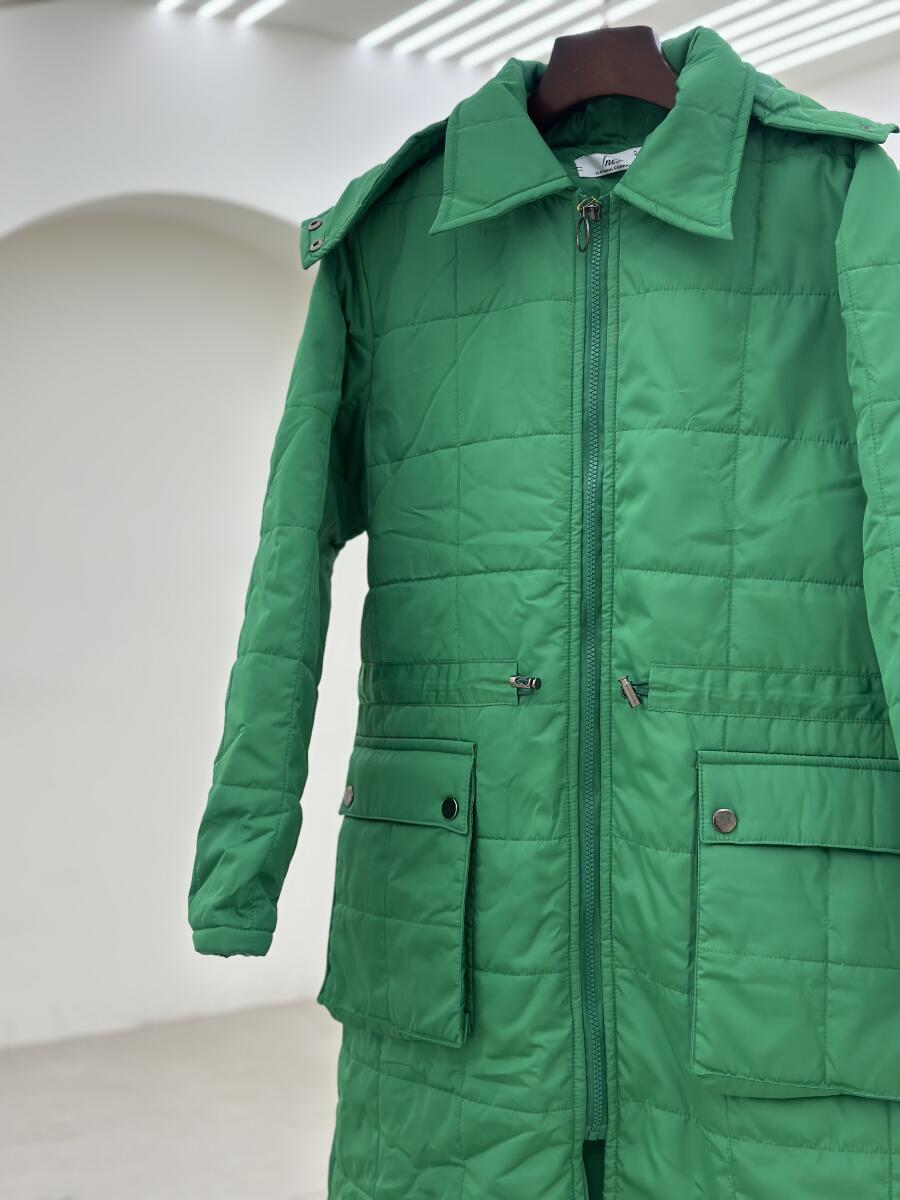 کاپشن مموری کلاهدار جیب پاکتی آستردار pd676-12