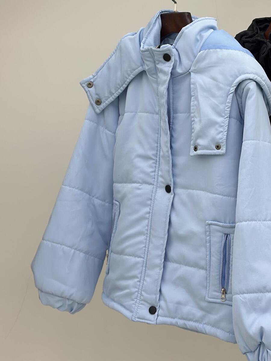 کاپشن مموری کلاهدار جیب زیپی آستردار pd690-2