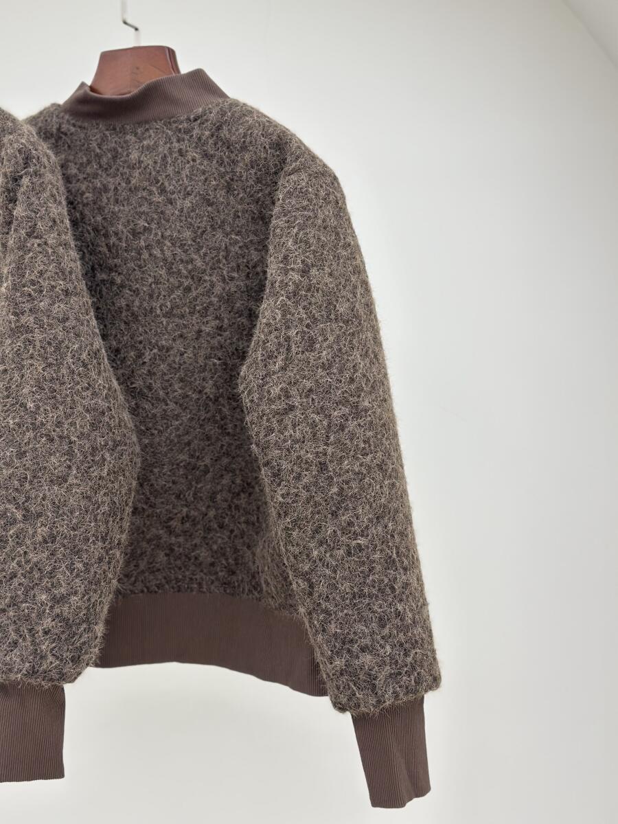 کاپشن موهر پشمی زیپی آستین کش بافت آستردار pd688-6