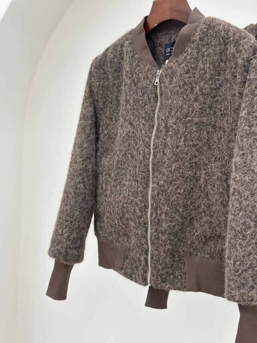 کاپشن موهر پشمی زیپی آستین کش بافت آستردار pd688-6