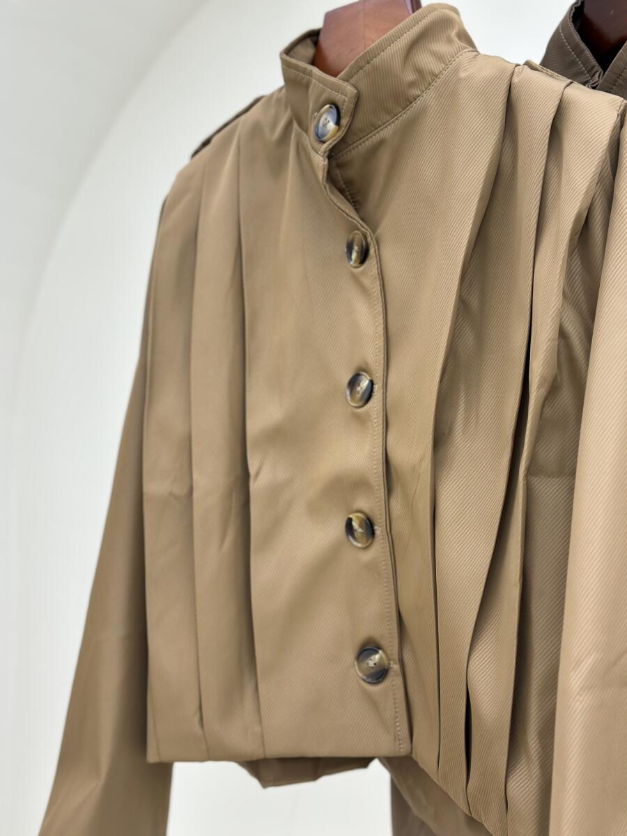 بامبر طرح پلیسه ای دکمه دار آستردار pd697-6