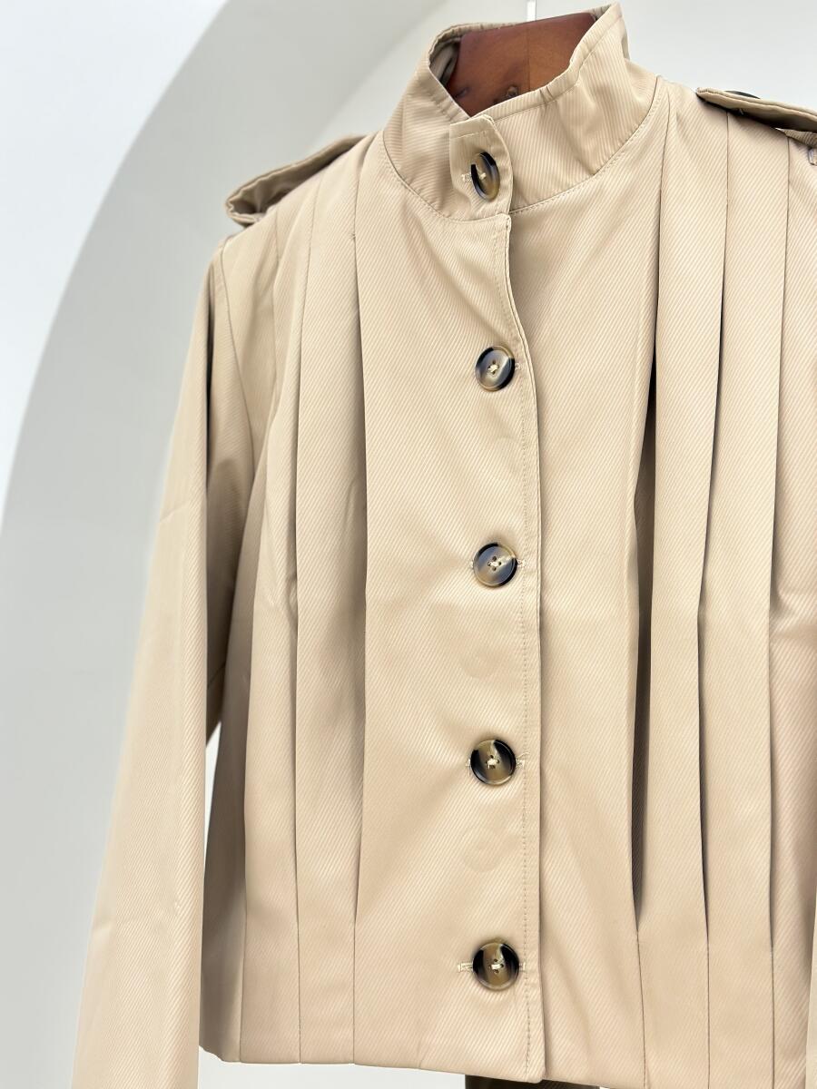 بامبر طرح پلیسه ای دکمه دار آستردار pd697-6