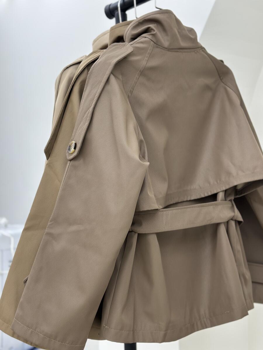 ترنچ کت کتان کج راه یقه ایستاده آستردار pd695-12