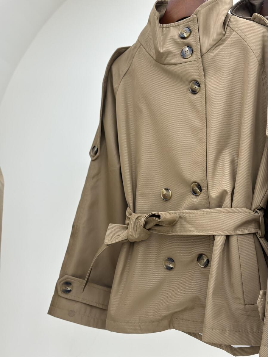 ترنچ کت کتان کج راه یقه ایستاده آستردار pd695-12