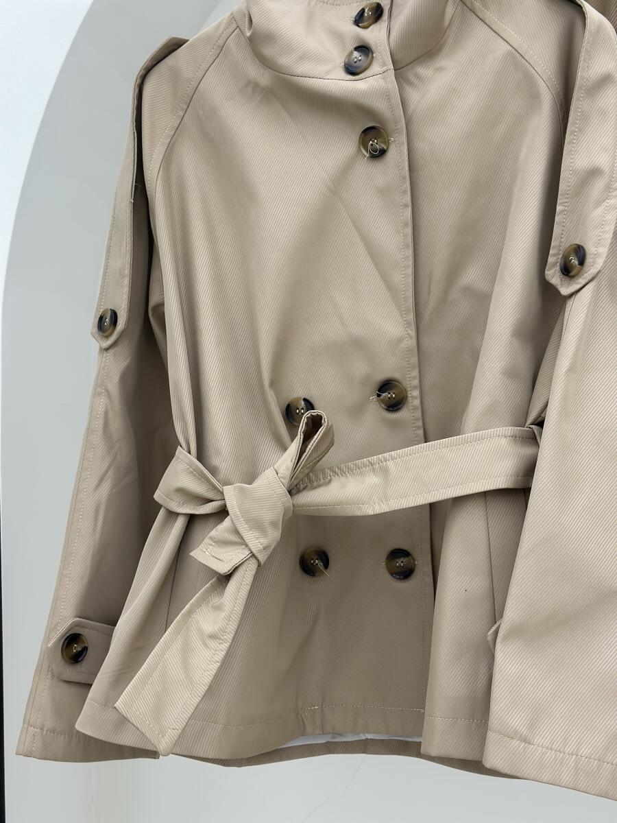 ترنچ کت کتان کج راه یقه ایستاده آستردار pd695-12