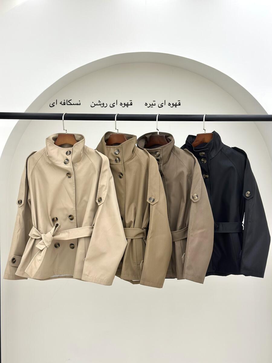 ترنچ کت کتان کج راه یقه ایستاده آستردار pd695-12