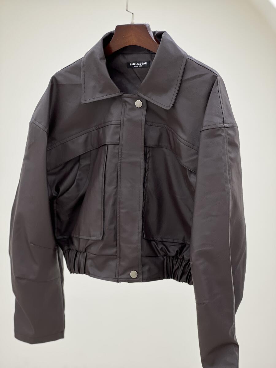 کاپشن چرم جیب دار آستردار pd710-14