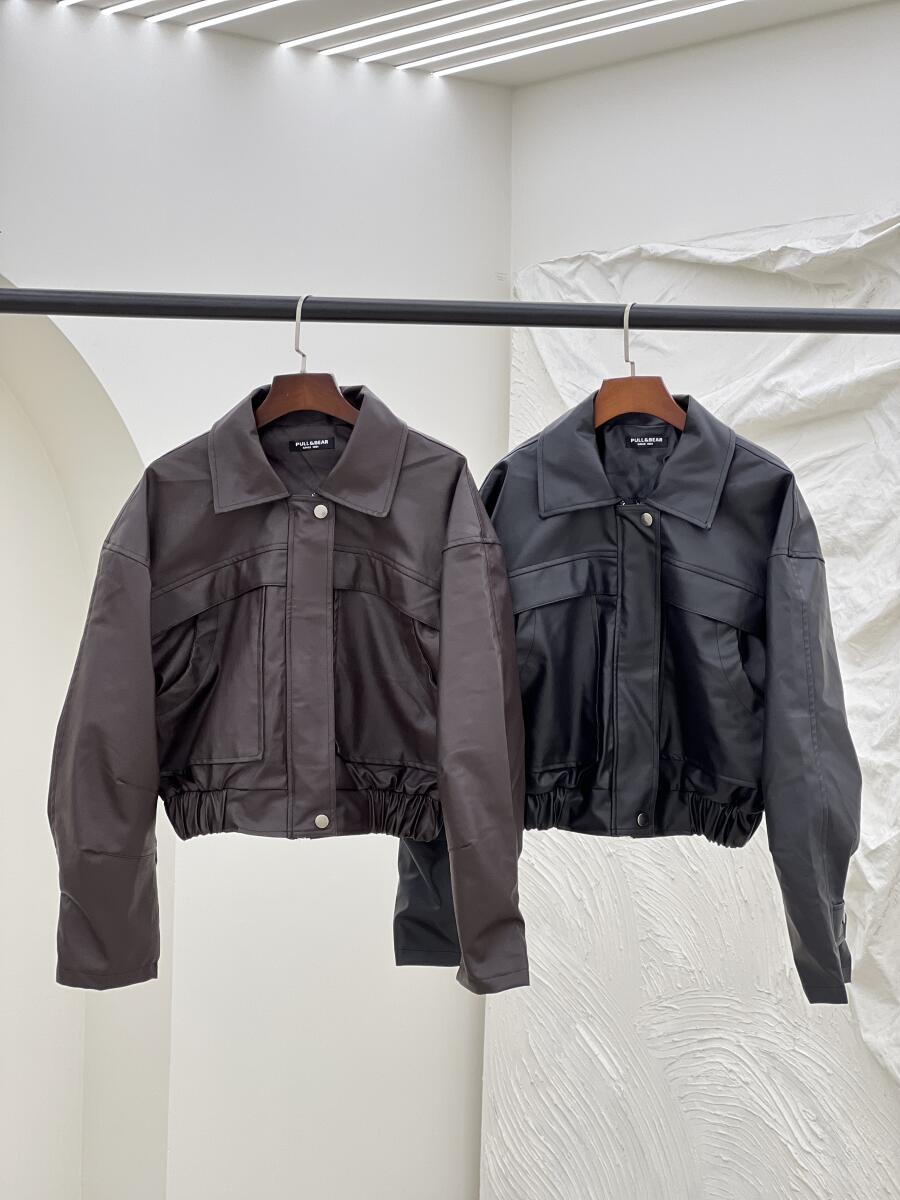 کاپشن چرم جیب دار آستردار pd710-14