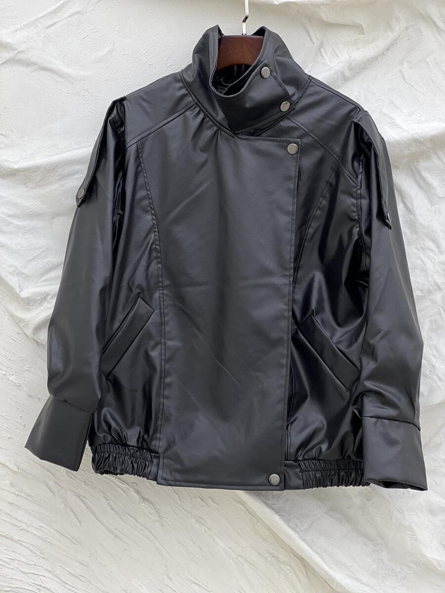 کاپشن چرم یقه پلیسی آستردار pd708-5