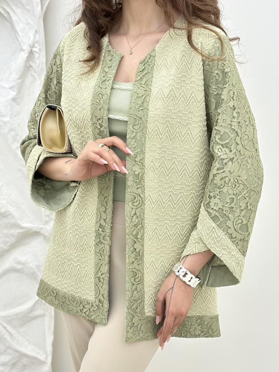 مانتو بهاره خرج کار گیپور آستین هلالی bd9-8