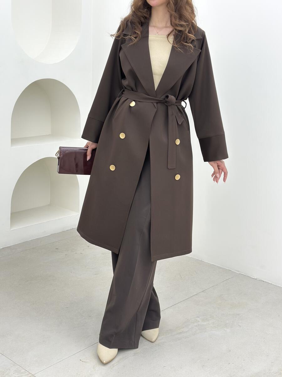 مانتو کرپ بهاره طرح 6دکمه کمربنددار bd7-8