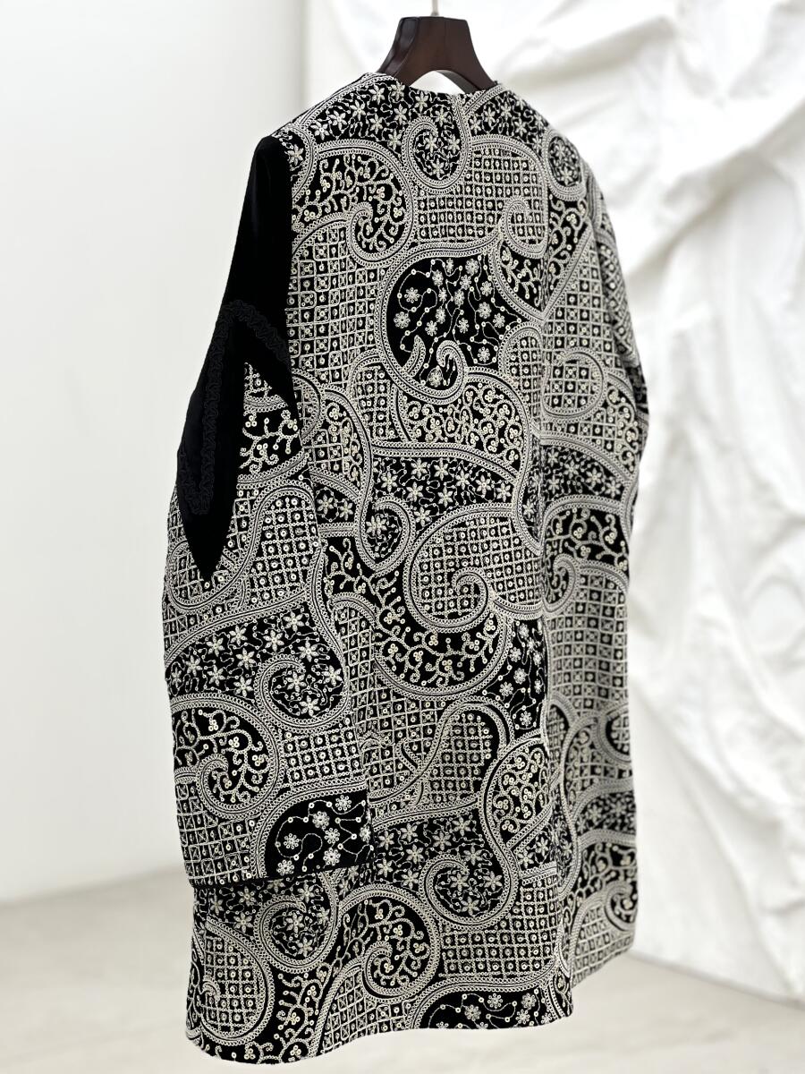 مانتو کتی مخمل بهاره سوزن دوزی شده آستردار bd17-14