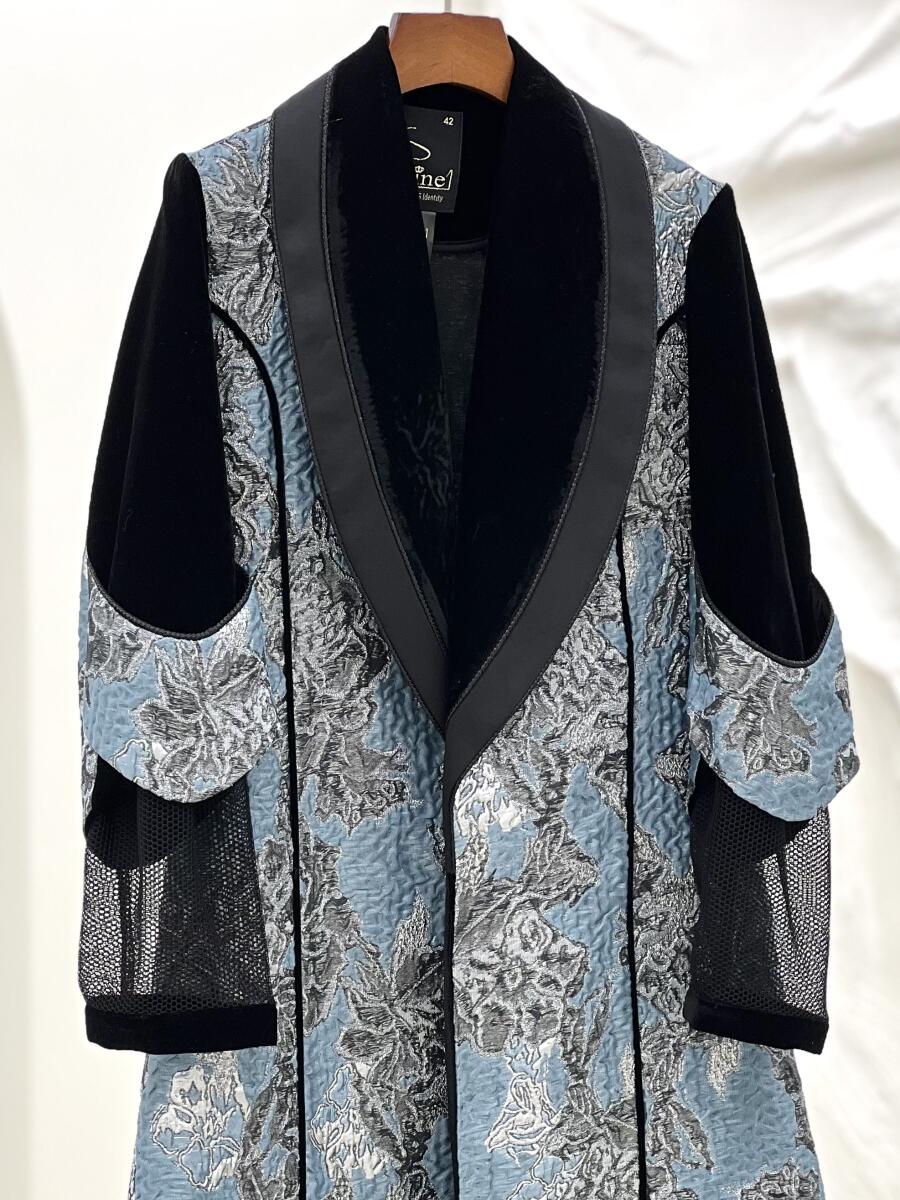 مانتو مجلسی مزونی ژاکارد و مخمل یقه آرشال bd18-9