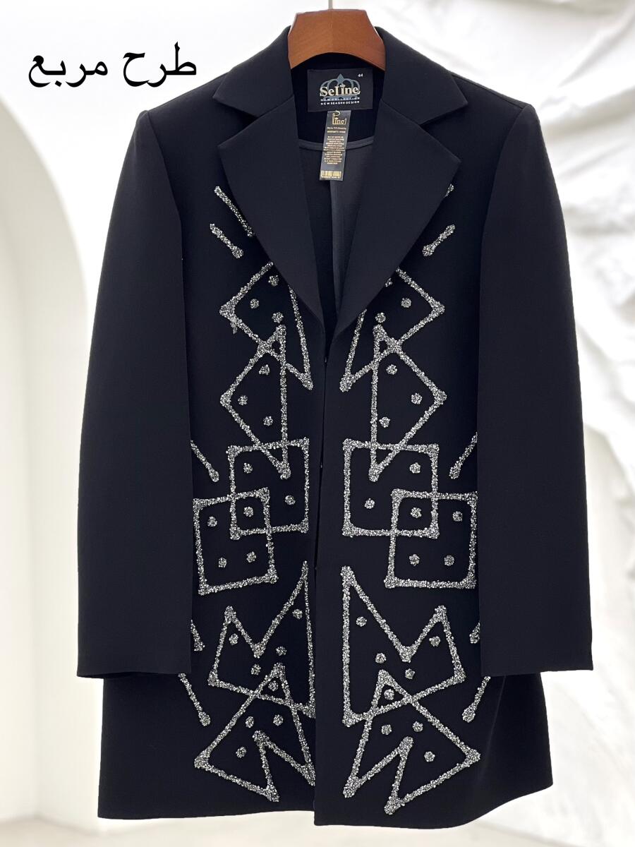 کت کرپ مزونی گان کشی شده نیم آستر سنگ دوزی شده bd20-9