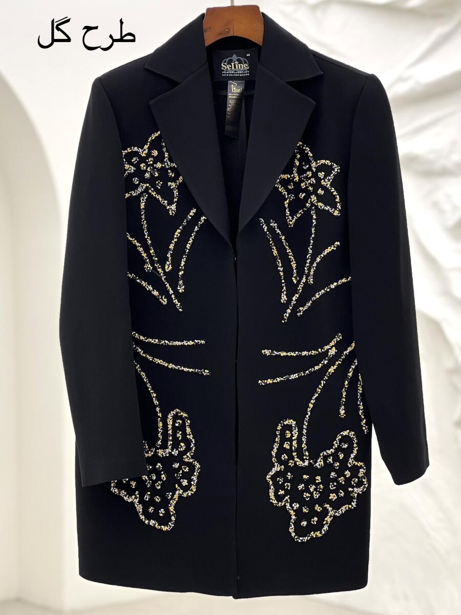 کت کرپ مزونی گان کشی شده نیم آستر سنگ دوزی شده bd20-9