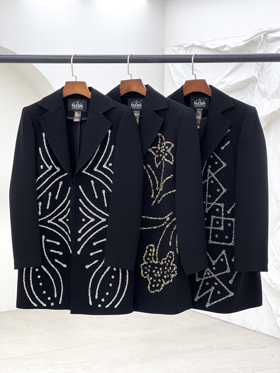 کت کرپ مزونی گان کشی شده نیم آستر سنگ دوزی شده bd20-9