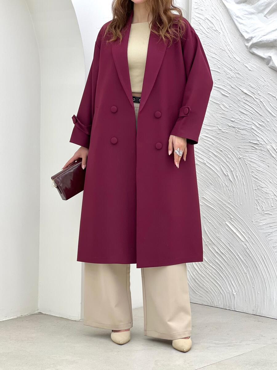 مانتو کرپ کج راه 4دکمه آستین پاگون دار bd22-9