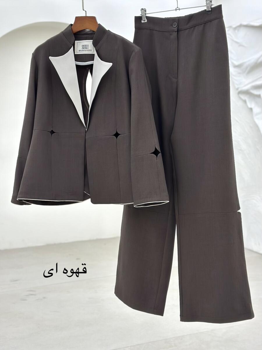 ست 2تیکه کت و شلوار کرپ مزونی bd38-6