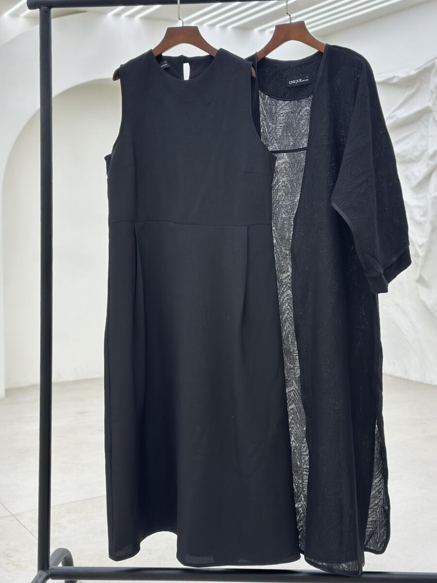 ست 2تیکه پیراهن مانتو تابستانه طرح دار نواردوزی شده bd68-9
