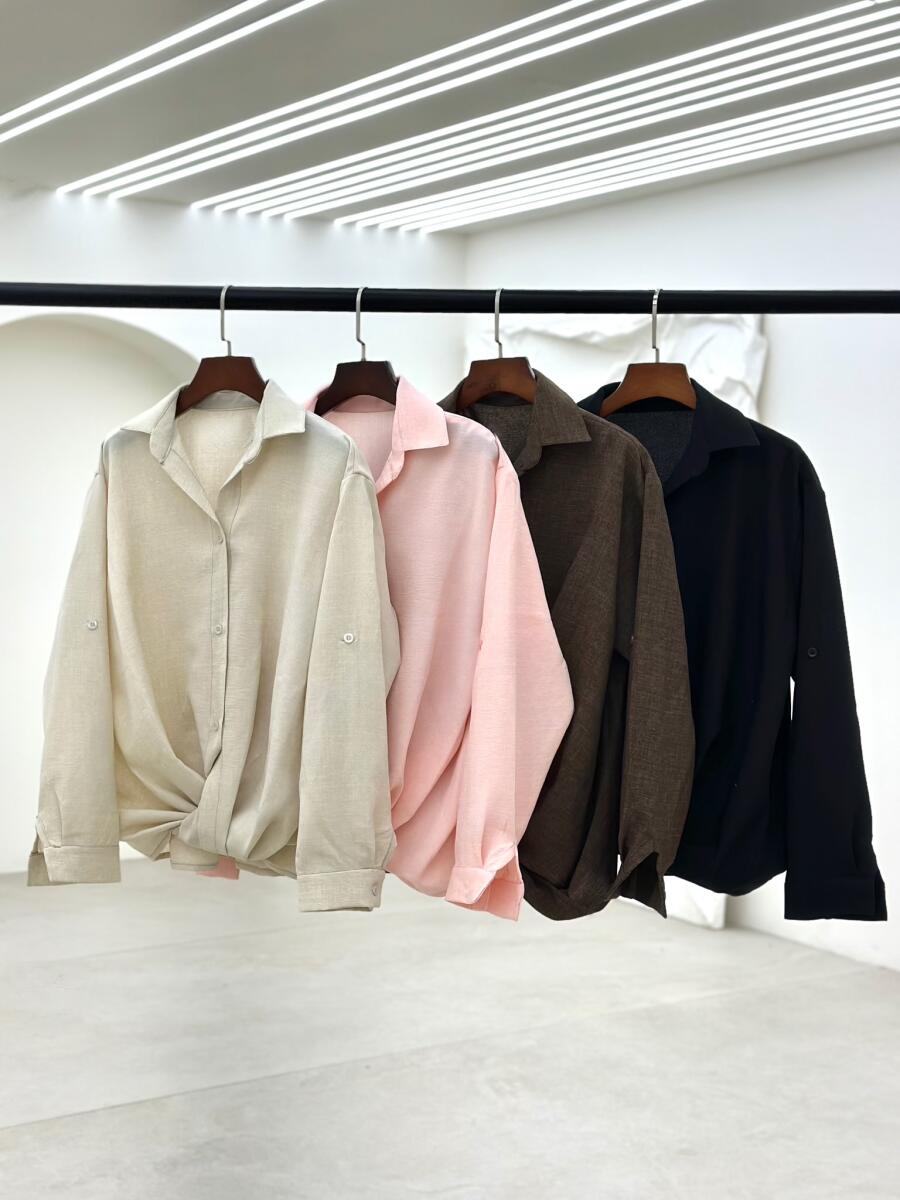 شومیز پایین طرح گره ای دکمه دار bd59-4