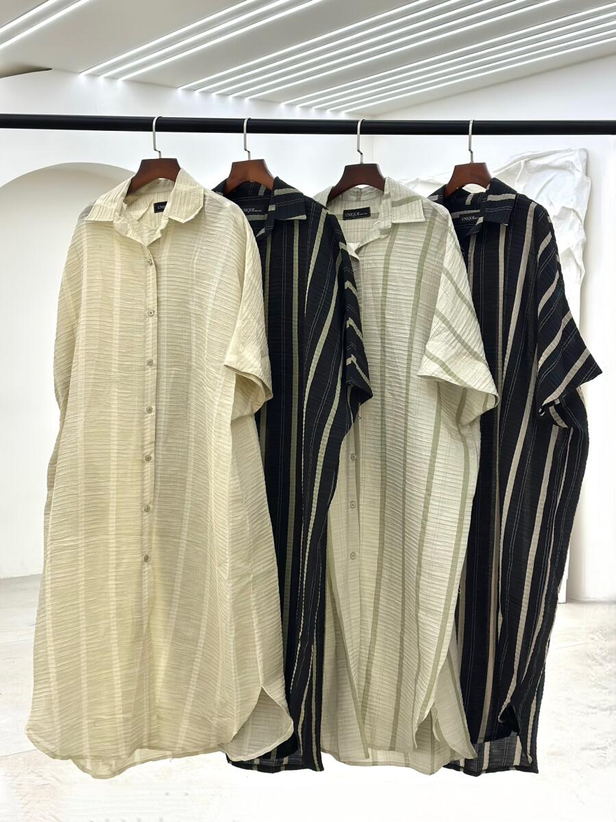 کفتان پارچه طرح پلیسه ای راه راه bd70-9