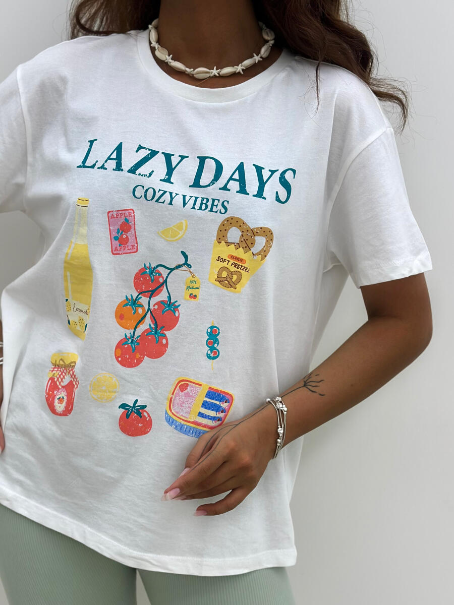 تیشرت وارداتی طرح bd160-13 lazy days