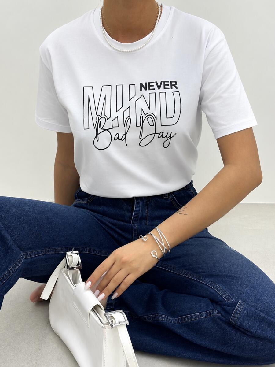 تیشرت نخ پنبه طرح bd331 never mind