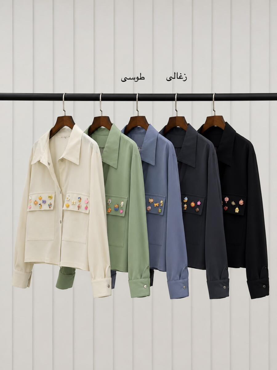 شومیز جیب پاکتی اکسسوری دار bd349-1