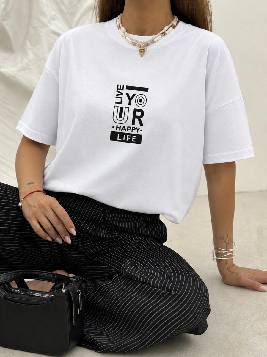 تیشرت طرح bd348 happy life
