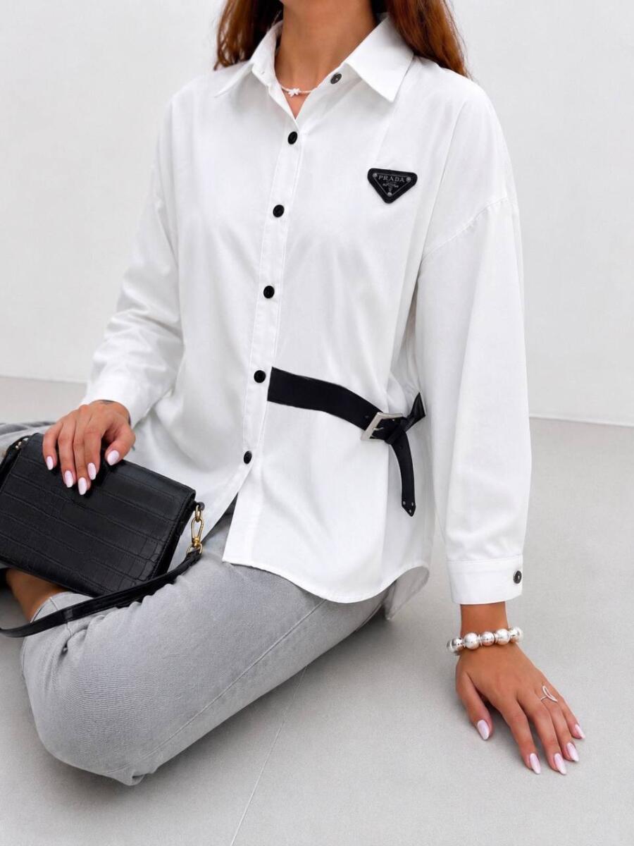 شومیز کمربنددار طرح bd369 prada