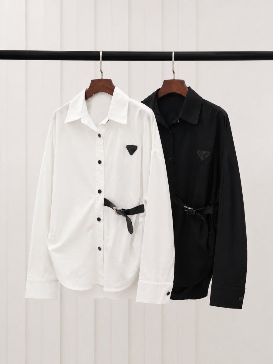 شومیز کمربنددار طرح bd369 prada