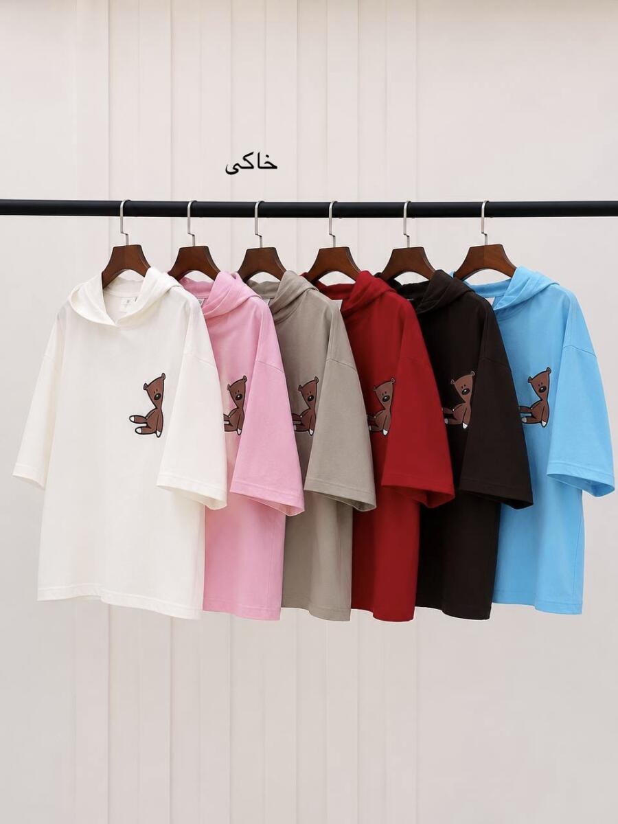 تیشرت باکسی کلاه دار طرح تدی bd371