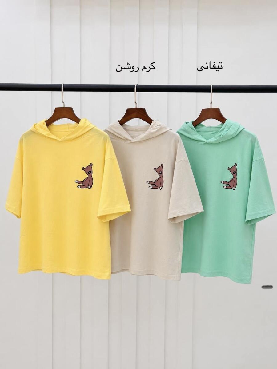 تیشرت باکسی کلاه دار طرح تدی bd371