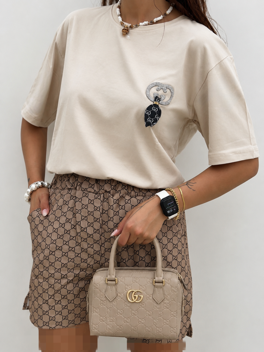 ست 2 تیکه تیشرت و شلوارک طرح bd384 Gucci