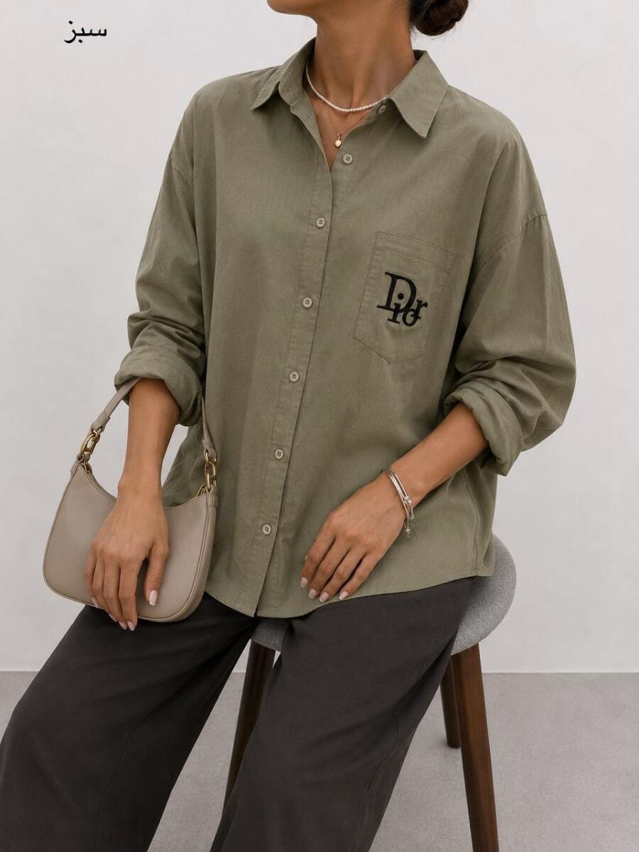 شومیز جیب دار گلدوزی شده طرح bd473-3 dior