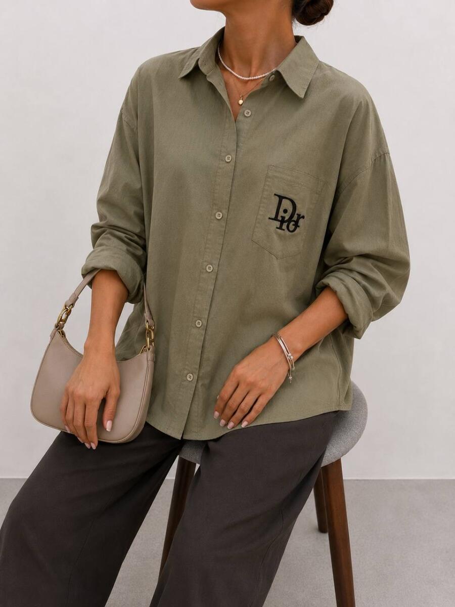 شومیز جیب دار گلدوزی شده طرح bd473-3 dior