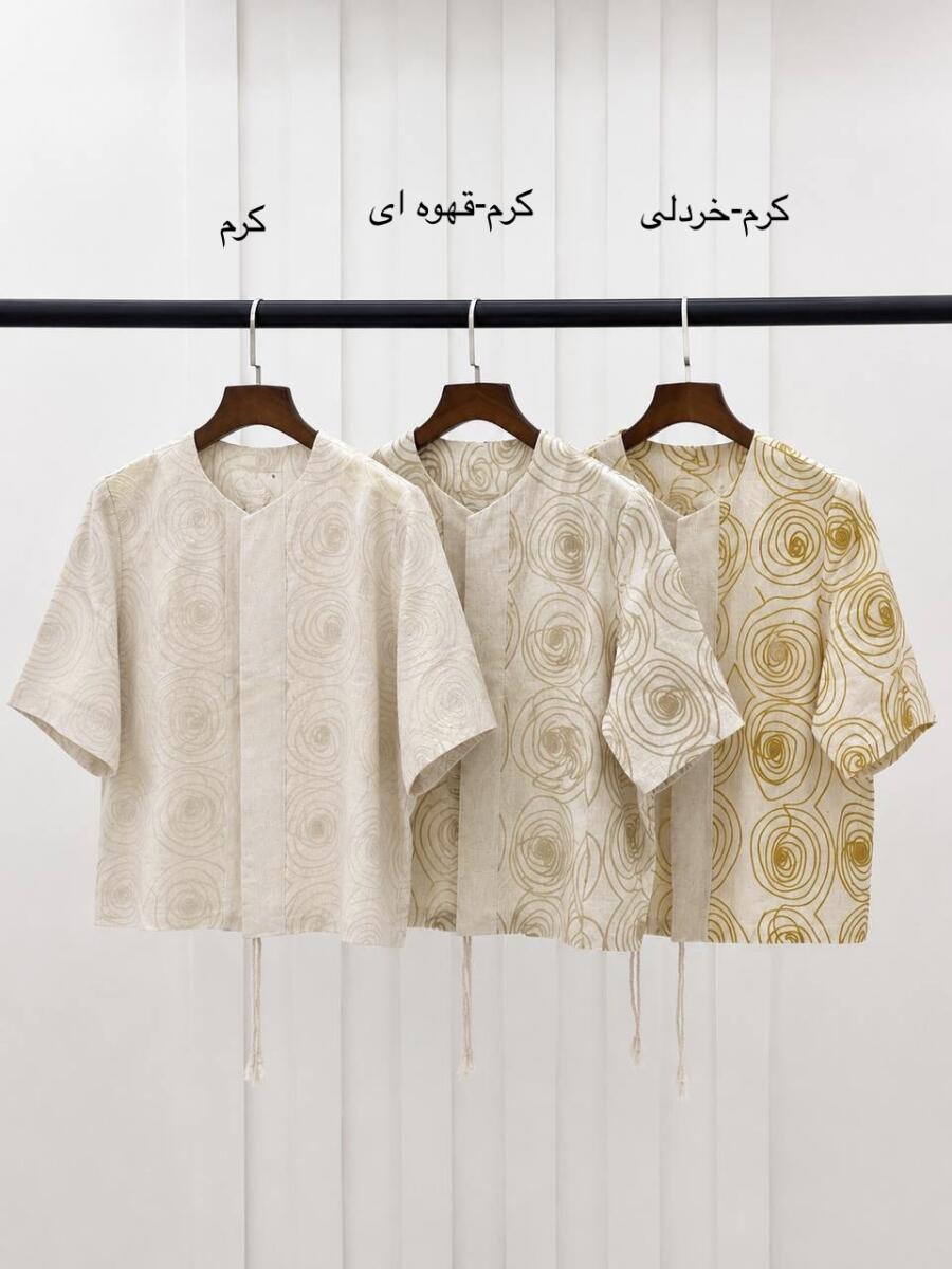 کت لینن جلوبنددار گلدوزی شده bd546-11