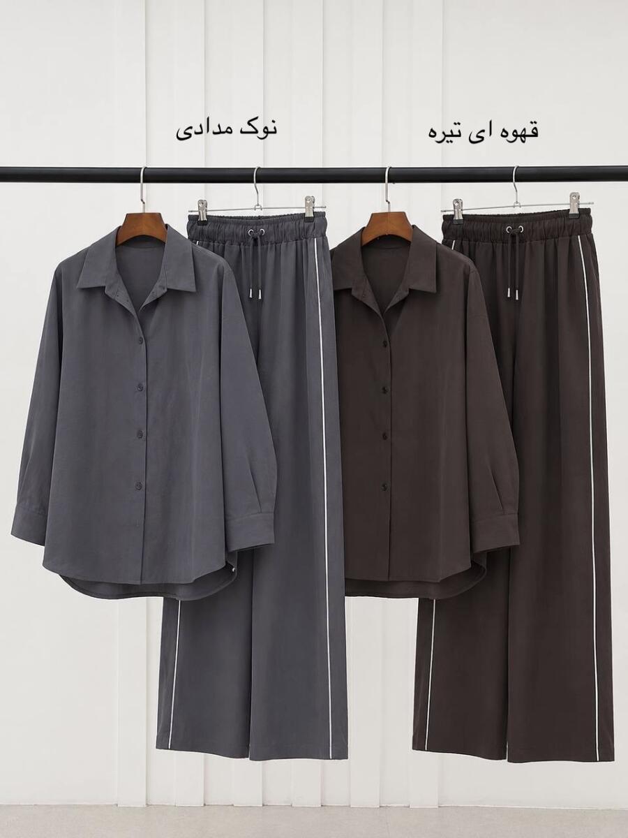 ست 2 تیکه شومیز و شلوار پری اسپرت مغزی دوزی شده bd586-13