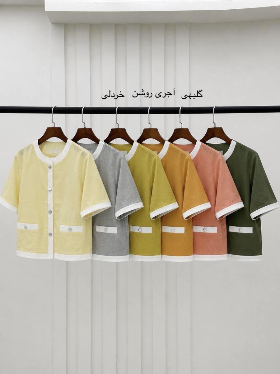 شومیز لینن مزونی دکمه دار طرح جیب bd582-17