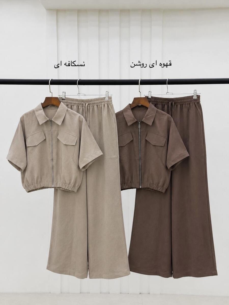 ست 2 تیکه وست طرح جیب و شلوار بگ پری bd579-5